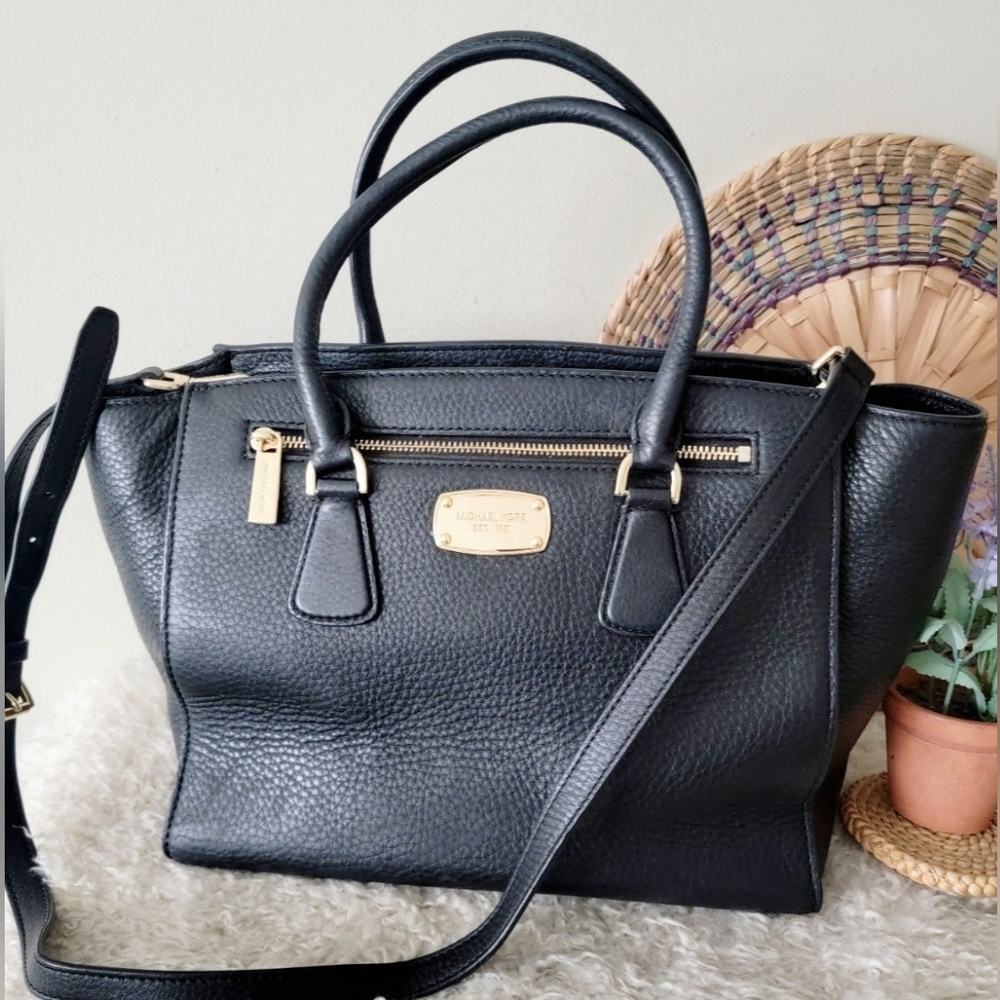 Michael kors bag black leather satchel